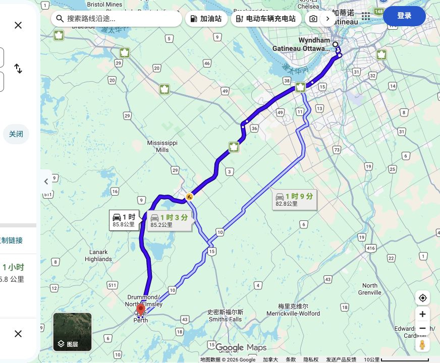 Wyndham Gatineau-Ottawa & Conference Centre到Perth · Tay Basin停车场原路线预览