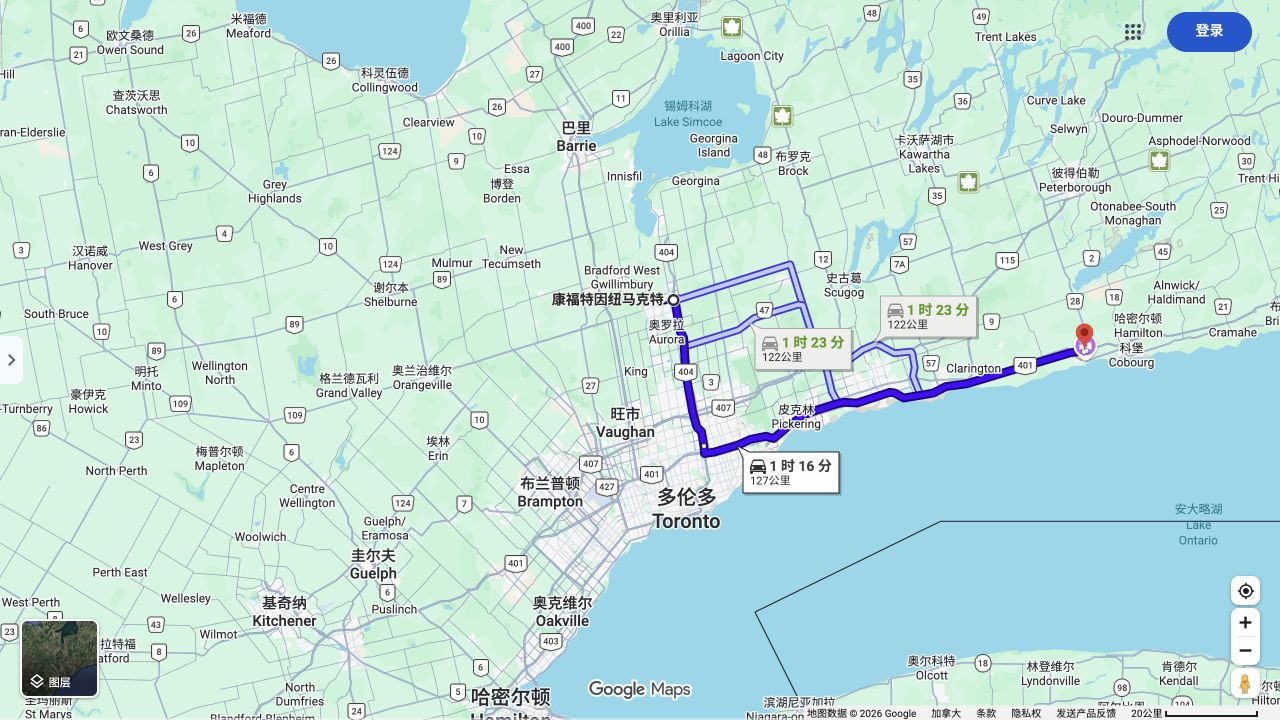 Comfort Inn Newmarket-Aurora到Corbett’s Dam 鱼梯停车区原路线预览