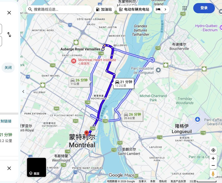 Auberge Royal Versailles到Palais des congrès · Viger车库原路线预览